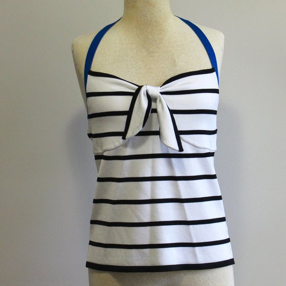 Vintage Tops Vintage Black And White Striped Halter Top Poshmark